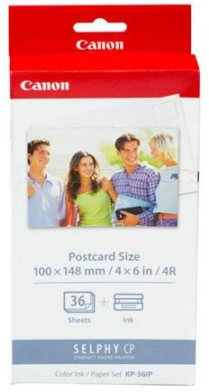 CANON KP-36IP fotopopierius 100x148mm 36 lapų + spalvotas rašalas, skirtas Selphy CP atviruko dydžio