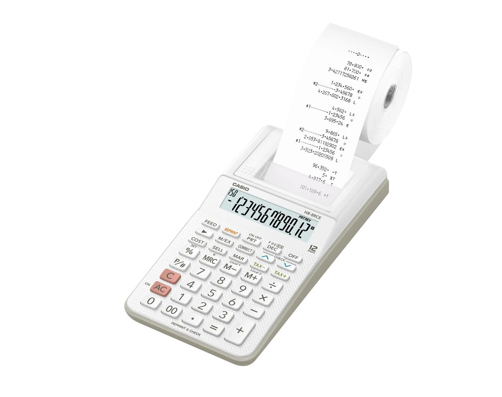 Casio HR-8RCE spausdinantis skaičiuotuvas su popieriaus juosta