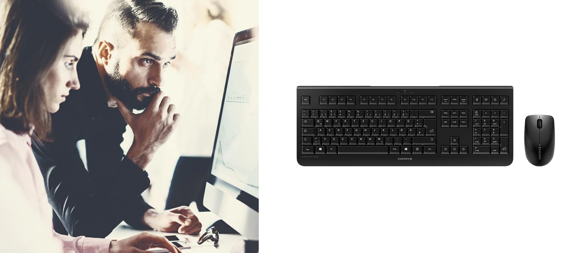 CHERRY DW 3000 klaviatūra Radijo dažnio belaidė QWERTY Anglų (JAV) Juoda