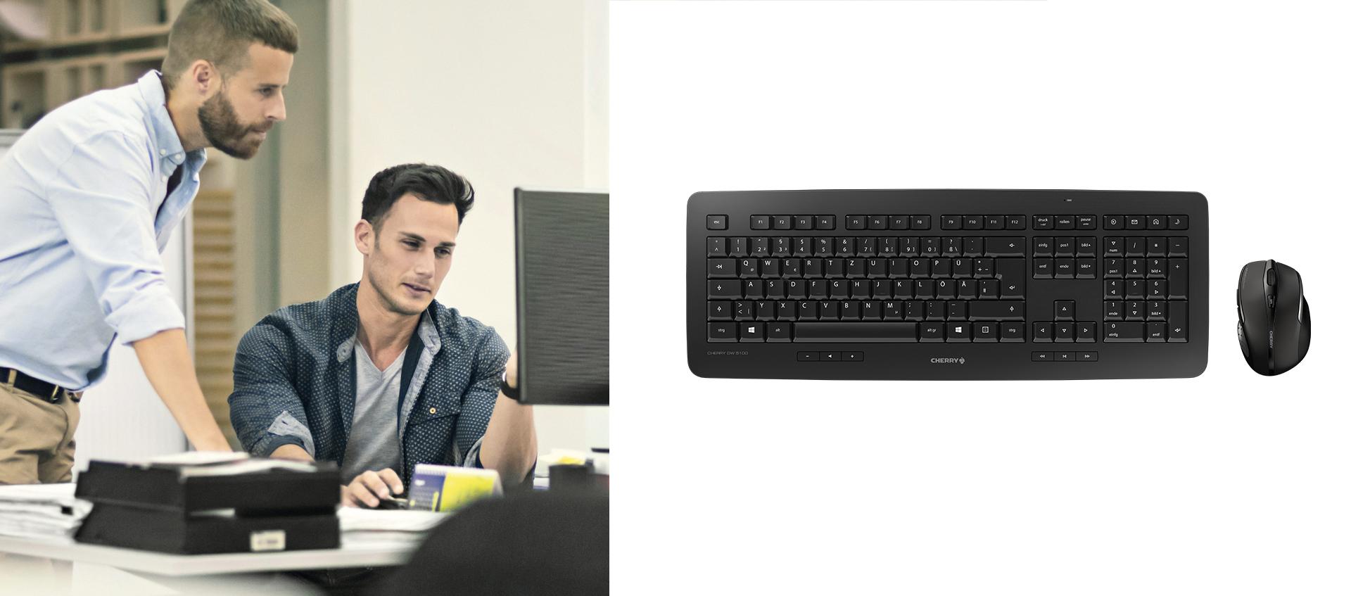 CHERRY DW 5100 klaviatūra Radijo dažnio belaidė Anglų (JAV) Juoda