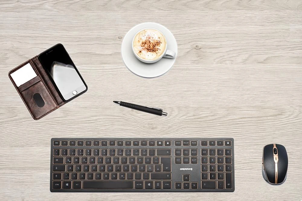 CHERRY DW 9000 SLIM klaviatūra RF belaidė + Bluetooth QWERTY Anglų (JAV) Juoda