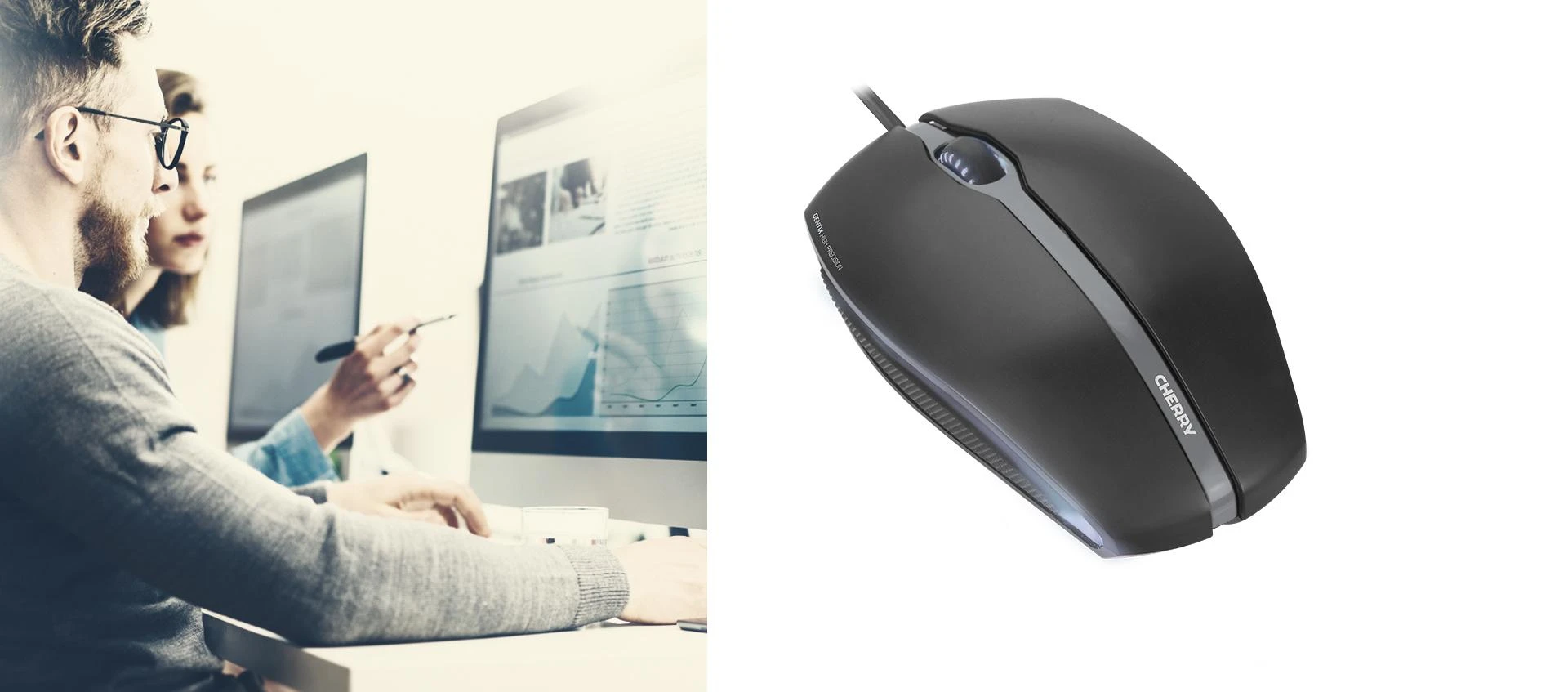 Pelė Cherry GENTIX, 1000dpi, USB, 1,8m, juodas JM-0300 / MS-179