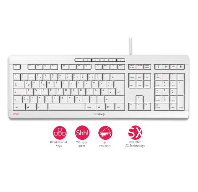 CHERRY JK-8500 klaviatūra USB QWERTZ Vokiečių Balta