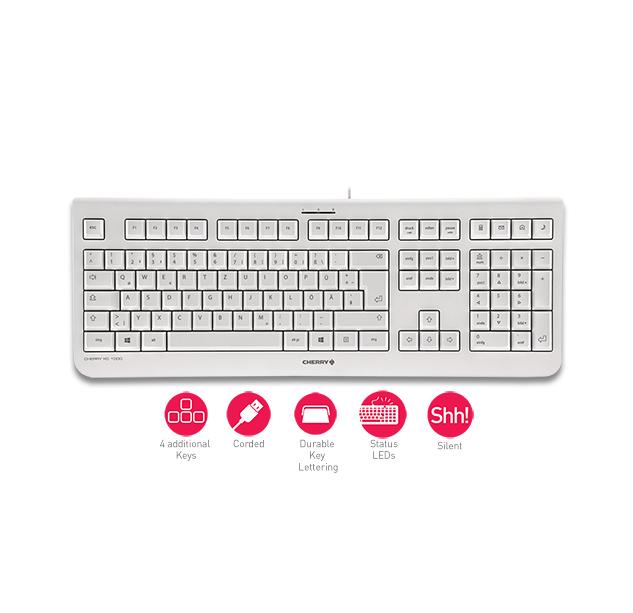 Klaviatūra CHERRY KC 1000, viso dydžio (100 %), laidinis, USB, QWERTY, pilkas