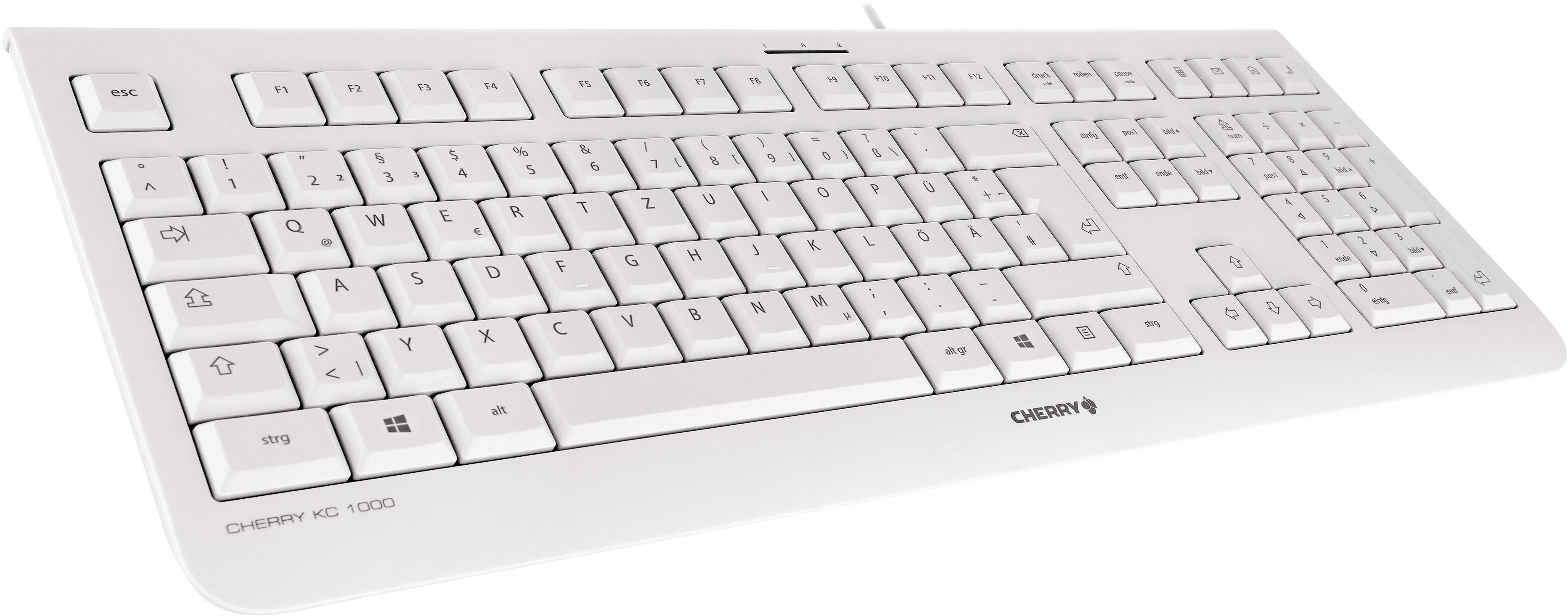 Klaviatūra CHERRY KC 1000, viso dydžio (100 %), laidinis, USB, QWERTY, pilkas
