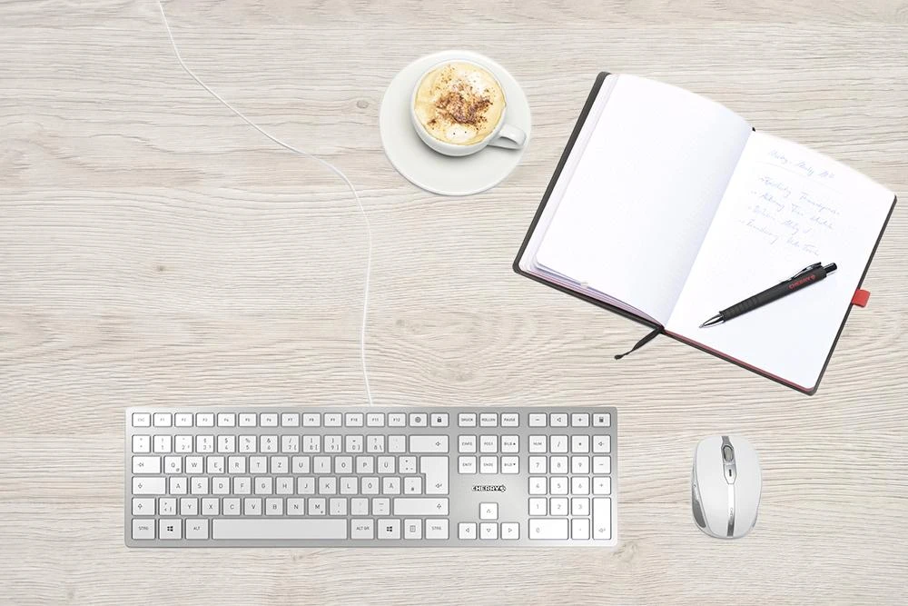 CHERRY KC 6000 SLIM klaviatūra USB QWERTZ Vokiečių Sidabras