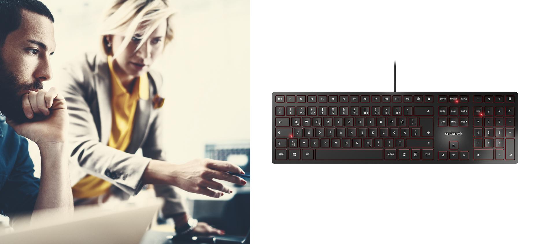 Klaviatūra CHERRY KC 6000 SLIM FR-išdėstymas, juodas