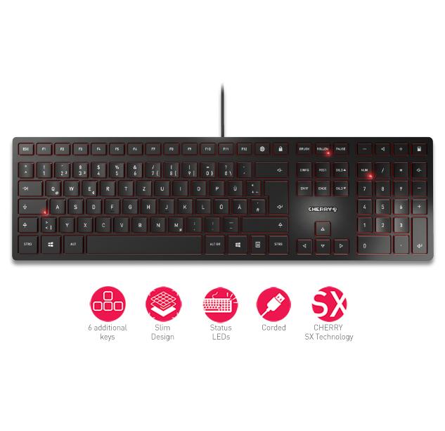 Klaviatūra CHERRY KC 6000 SLIM FR-išdėstymas, juodas