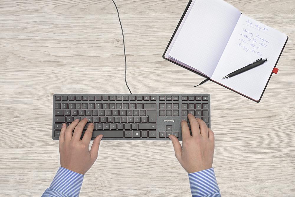 Klaviatūra CHERRY KC 6000 SLIM FR-išdėstymas, juodas