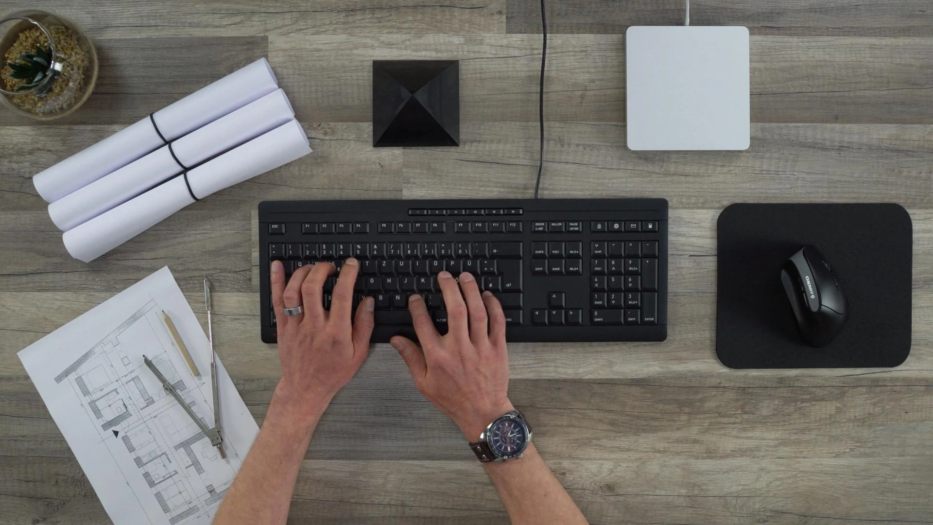CHERRY JK-8500 klaviatūra USB QWERTY Anglų Juoda