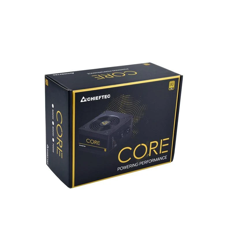 Chieftec ATX PSU Core serija BBS-600S, 12 cm ventiliatorius, 600 W, 80 PLUS® Gold, aktyvus PFC