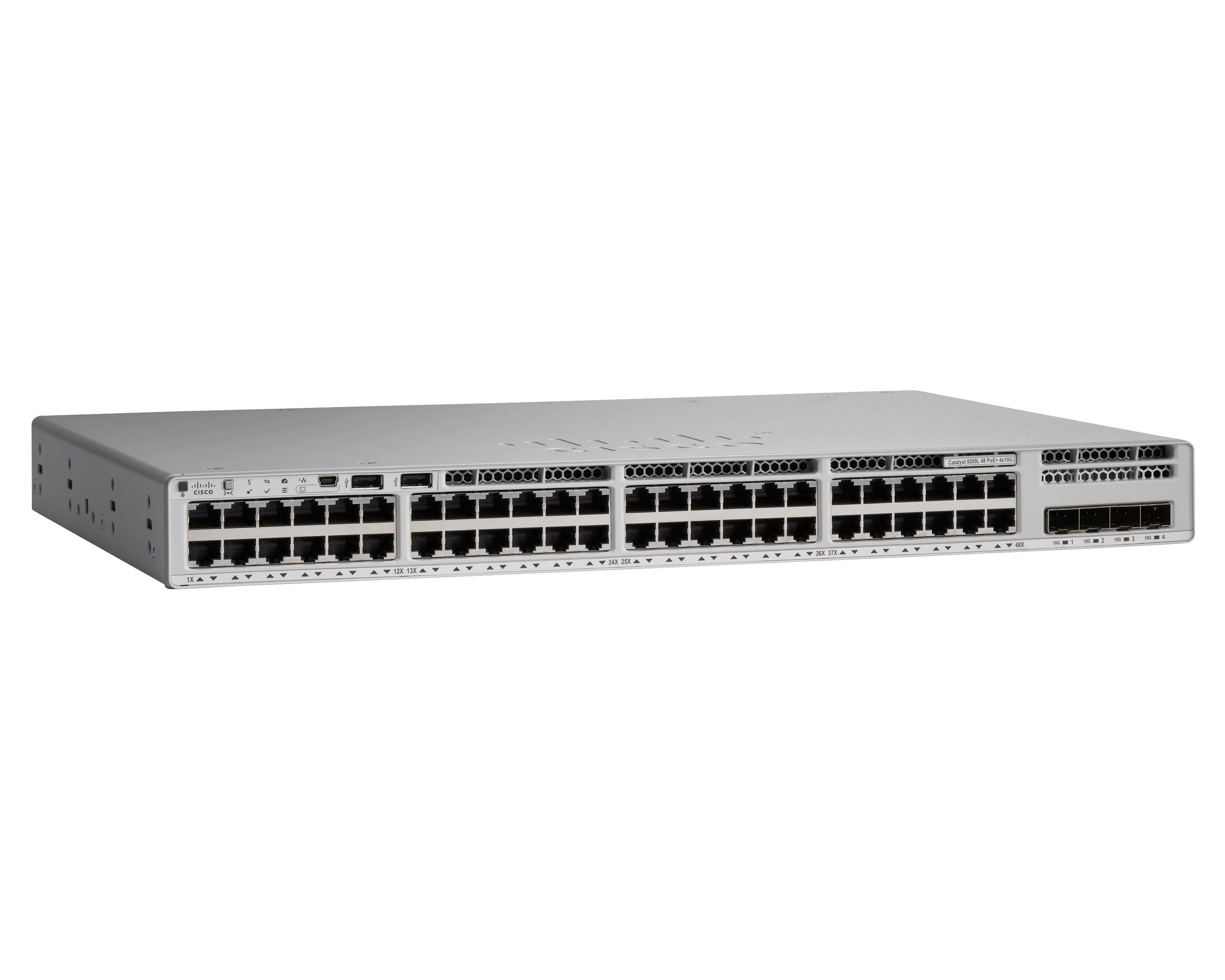 Šakotuvas CISCO Catalyst 9200L 48 prievadų PoE+ 4x10G uplink Switch Network Essentials