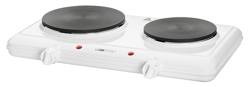 Viryklė Clatronic DKP 3583 (Elektrinė kaitlentė, 2 laukeliai, 2500W, baltos spalvos)