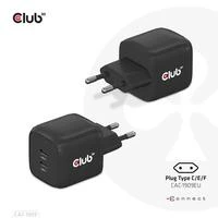 Club 3D Club3D CAC-1909EU Kelioninis įkroviklis PPS 45W GAN technologija, dviejų prievadų USB Type-C, maitinimo tiekimo (PD) 3.0 palaikymas