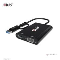 Club 3D CLUB3D USB Gen1 Type-C/-A iki dvigubo HDMI (4K/30Hz) / VGA (1080/60Hz)