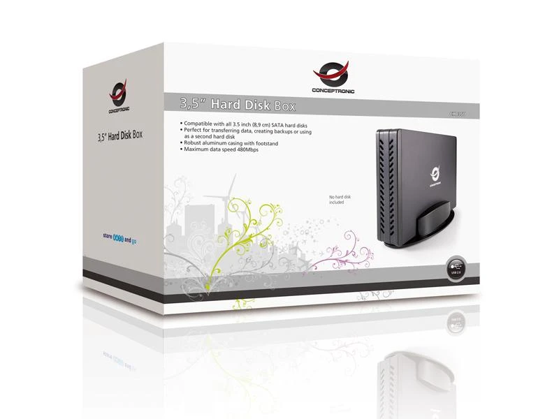 Carruzzo Conceptronic CHD3SU saugojimo diskų korpusas HDD korpusas Juoda 3.5″