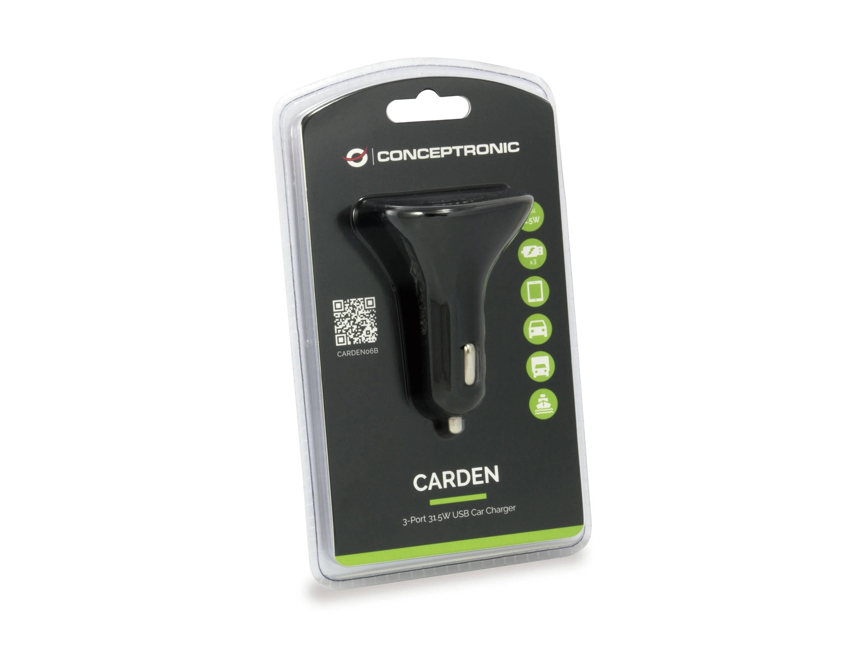 Įkroviklis Conceptronic CARDEN06B 3x USB-A 6.3 A (CARDEN06B)