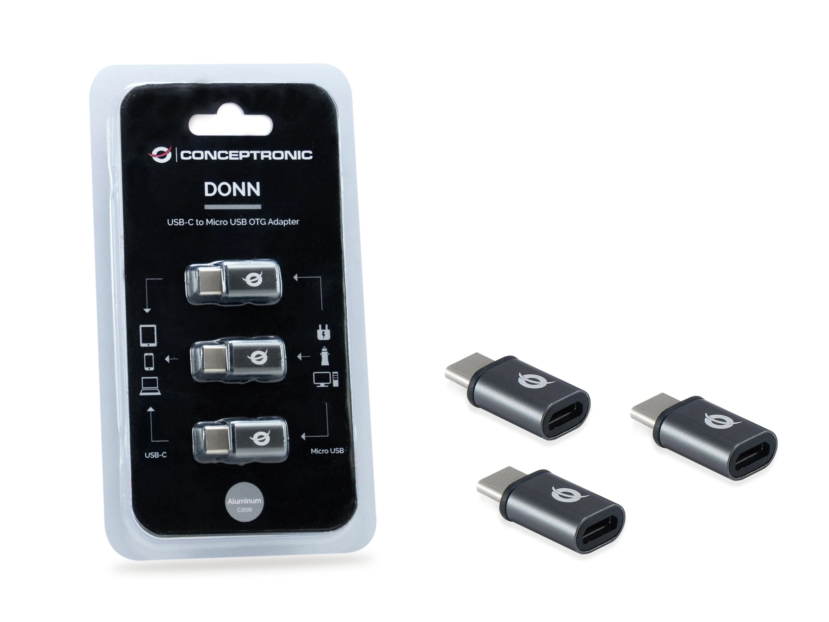 Conceptronic USB-C į mikroUSB adapterių komplektas