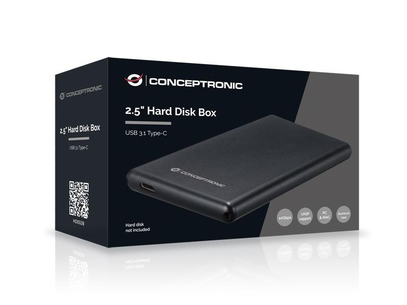 „Conceptronic“ „Conceptronic HDE02B“ kietojo disko dėklas HDD dėklas Juodas 2,5 colio