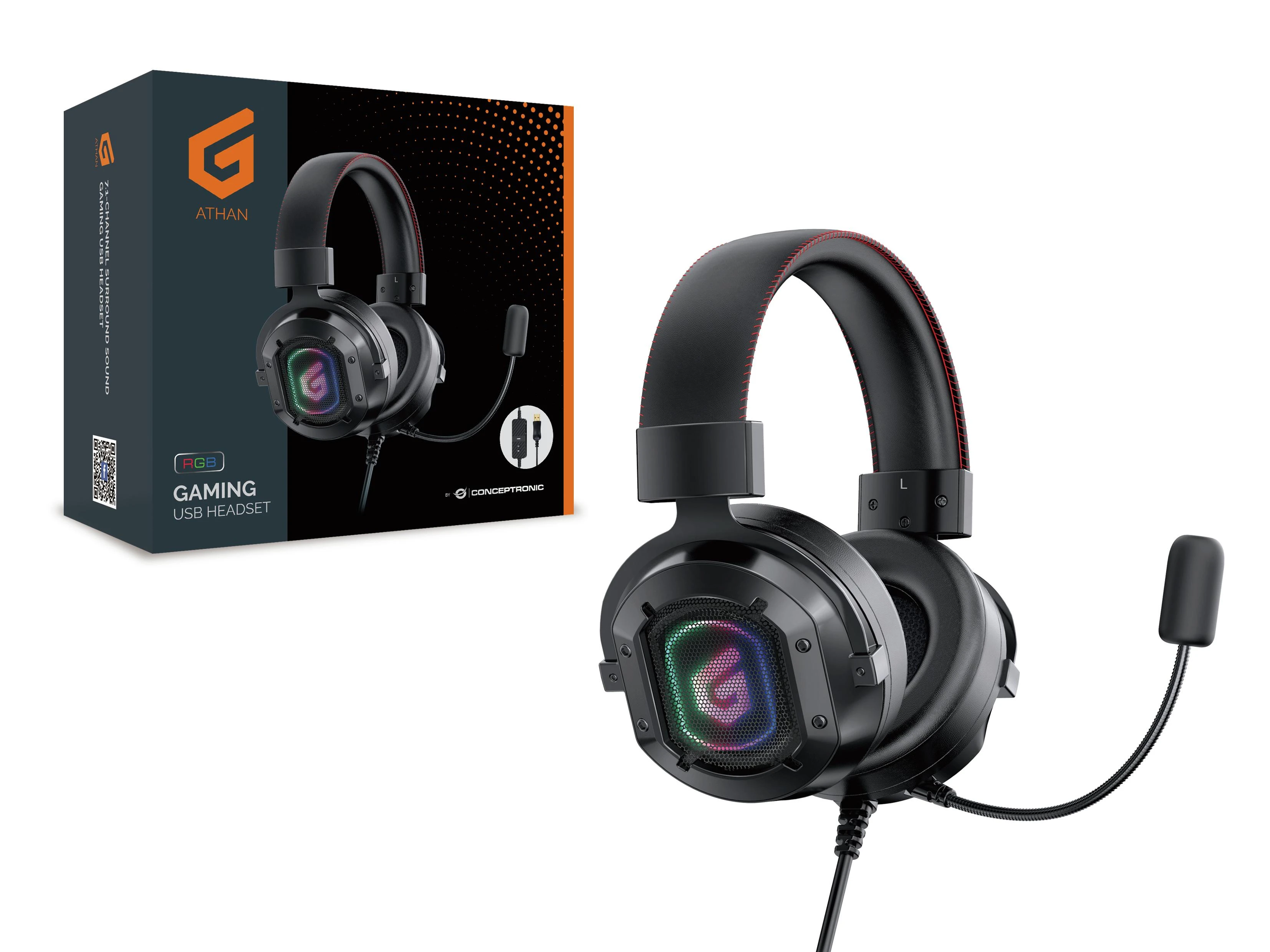 Gaming ausinės Conceptronic su RGB apšvietimu