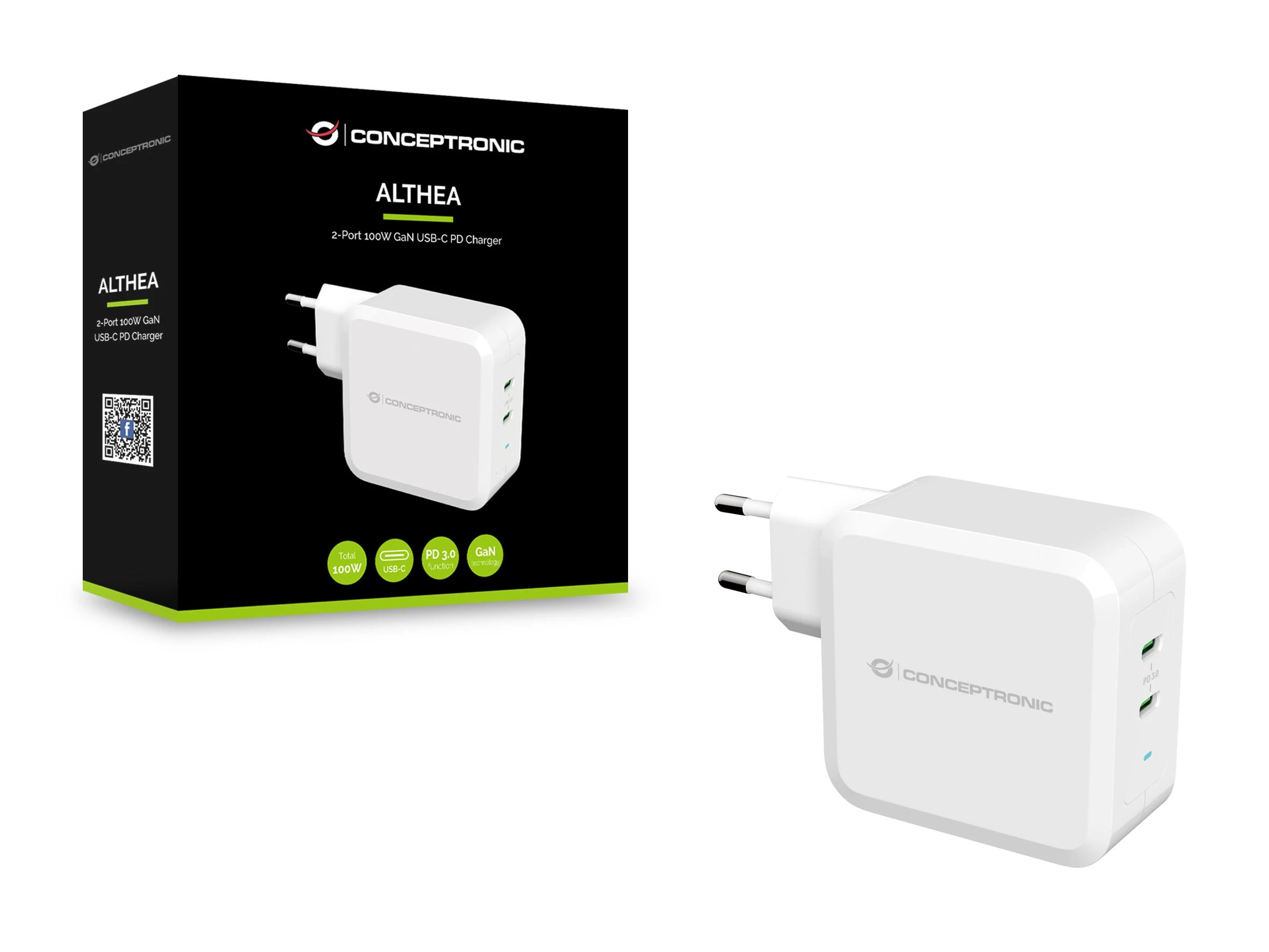 Įkroviklis Conceptronic ALTHEA08W GaN 2 100W