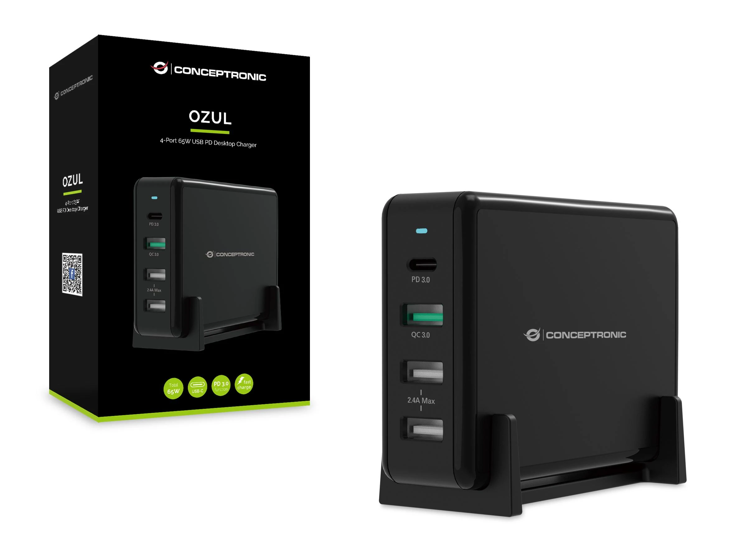 Carruzzo Conceptronic OZUL01B mobiliojo įrenginio kroviklis Universalus Juoda AC Spartusis įkrovimas Vidaus