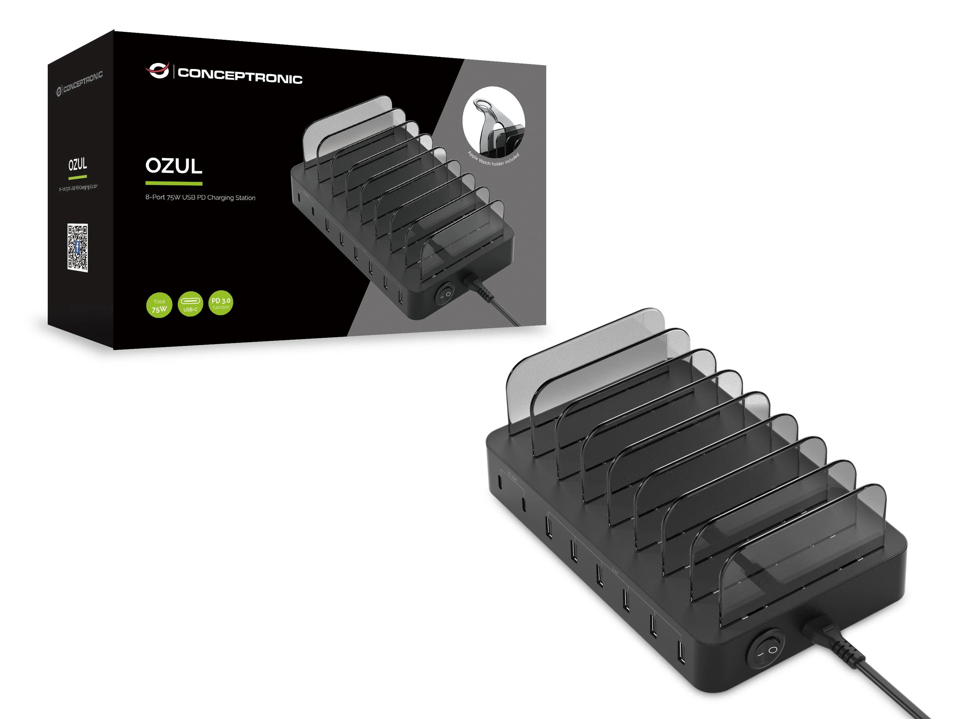 Carruzzo Conceptronic OZUL02B mobiliojo įrenginio kroviklis Universalus Juoda AC Vidaus