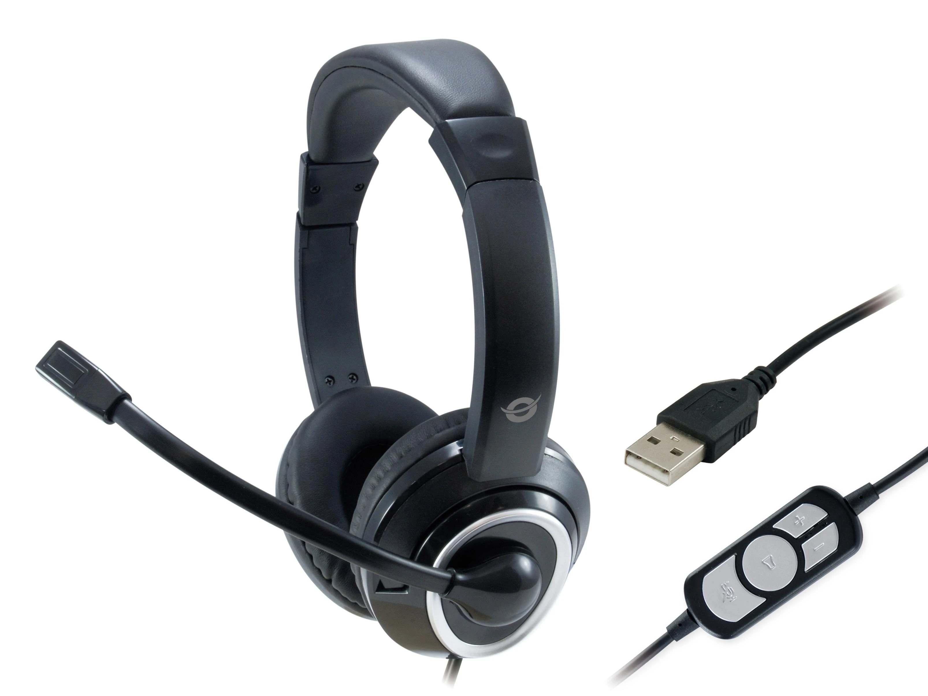 Conceptronic ausinės su mikrofonu ir USB laidiniu pulteliu