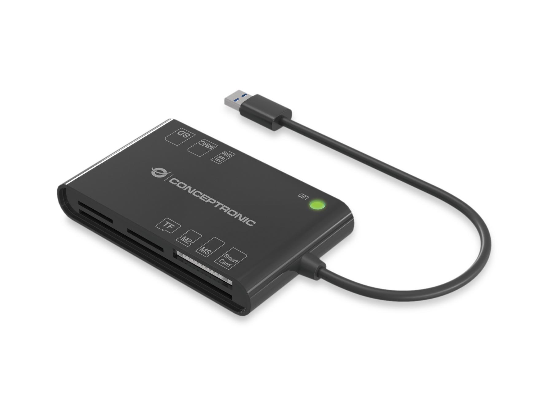 Skaitytuvas Conceptronic CONCEPTRONIC Smart ID Card Reader All-In-One juodas