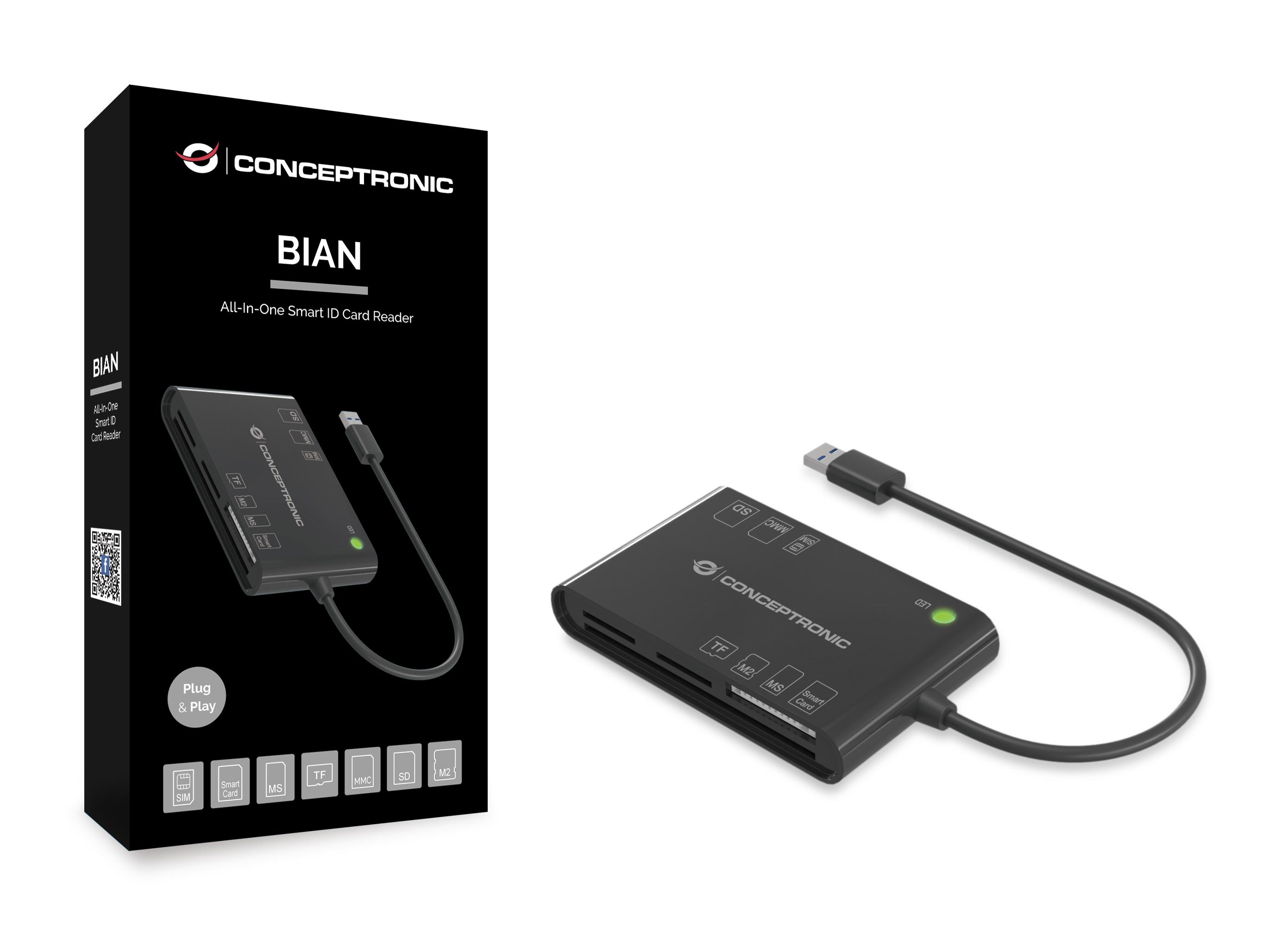 Skaitytuvas Conceptronic CONCEPTRONIC Smart ID Card Reader All-In-One juodas