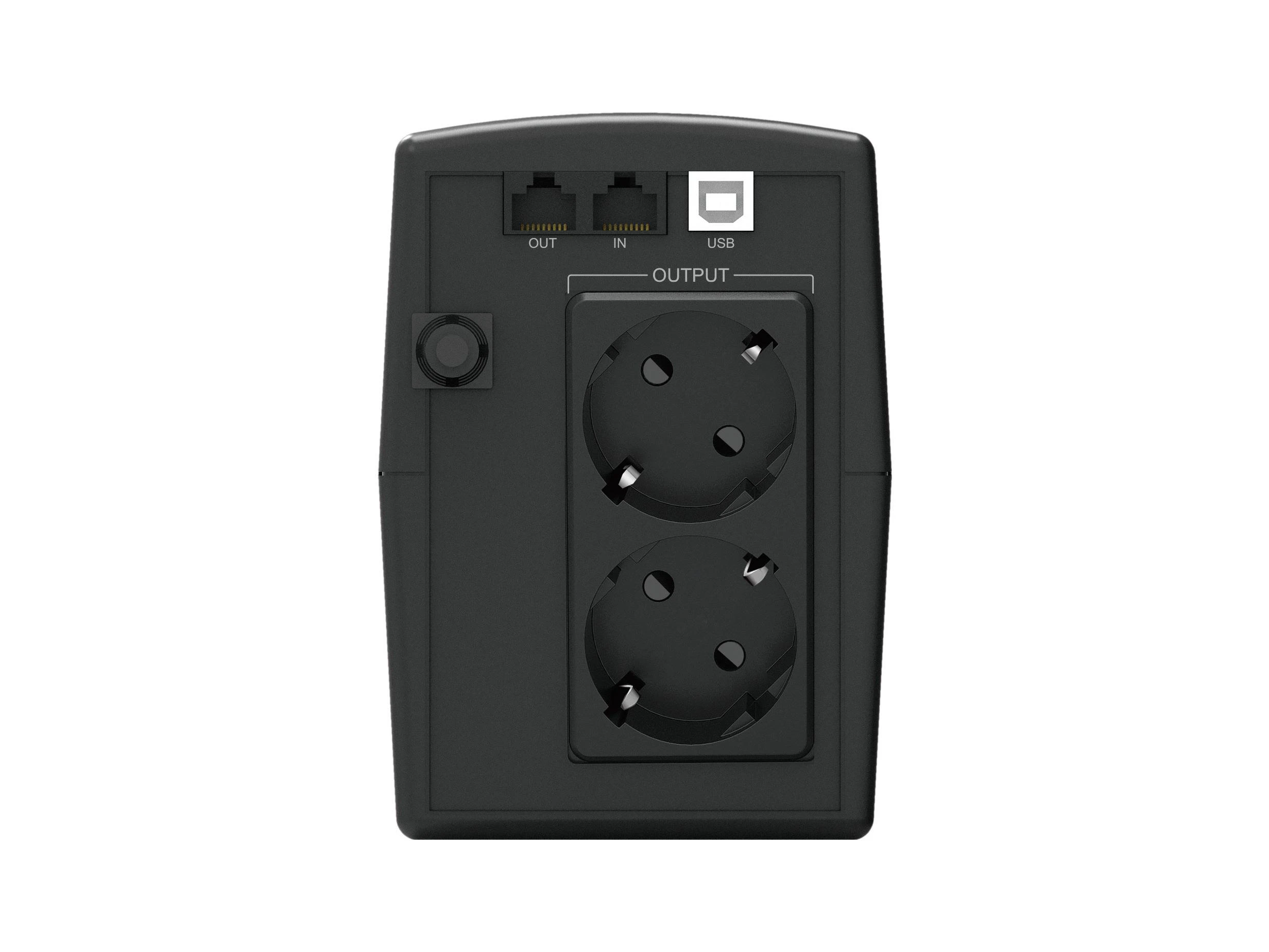 Carruzzo Conceptronic ZEUS01ES nepertraukiamo maitinimo resursai (UPS) „Line-Interactive“ 0,65 kVA 360 W 2 AC išvestis(ys / čių)