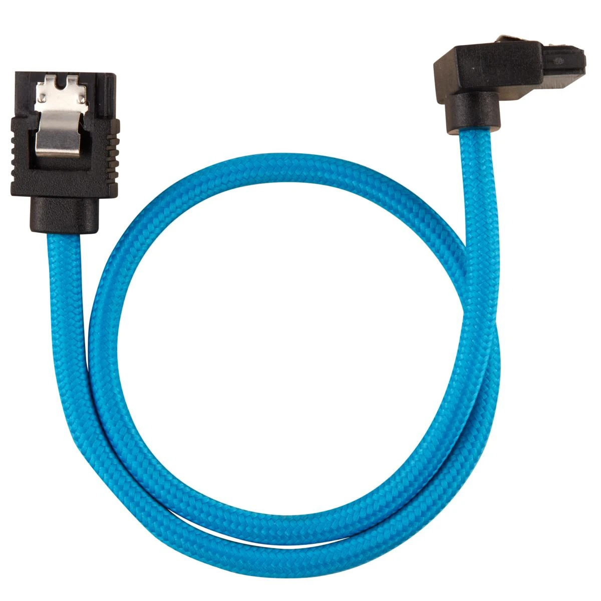 „Corsair Premium Sleeved SATA“ kampinis kabelis, mėlynas 30 cm – 2 vnt. pakuotėje