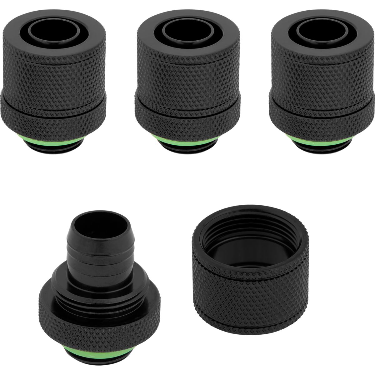 Corsair „Hydro X“ serijos XF jungtis, tiesi, G1/4 colio BSPP–13/10 mm – 4 vnt. pakuotėje, juodas