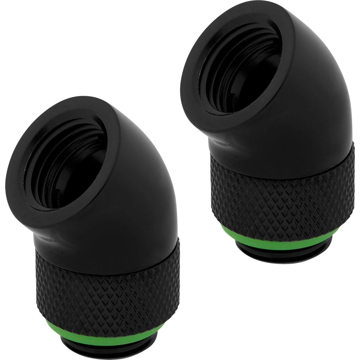 Corsair „Hydro X“ serijos adapteriai 45 laipsnių G1/4 colio lizdui - G1/4 colio kištukas - 2 vnt., pasukami, juodas