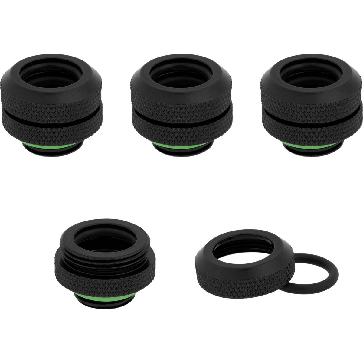 Corsair „Hydro X“ serijos XF kietos linijos jungtis, tiesi G1/4 colio iki 12 mm išorinio skersmens kieto vamzdžio – 4 vnt. pakuotėje, juodas