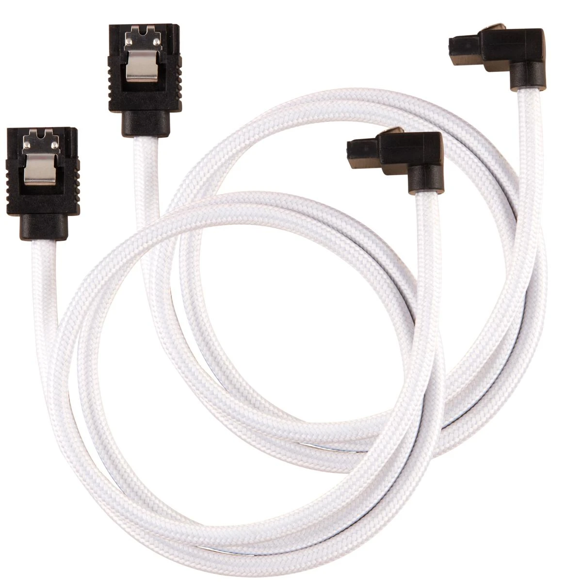 Corsair Premium Sleeved SATA cable angled, baltas 60cm – 2 pack