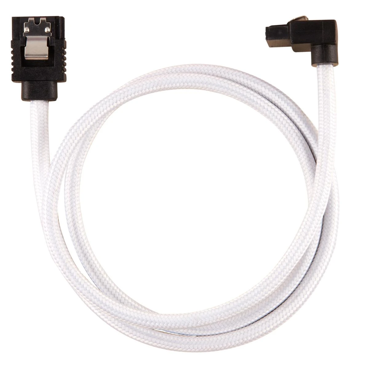 „Corsair Premium Sleeved SATA“ kampinis kabelis, baltas 60 cm – 2 vnt. pakuotėje
