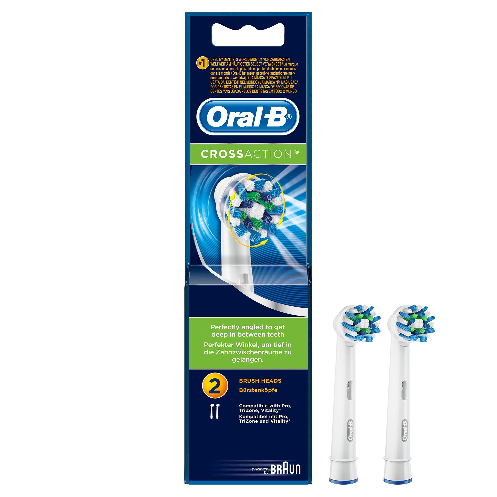 Dantų šepetėlis Oral-B CrossAction 80248026 dantų šepetėlio galvutė 2 vnt Mėlyna, Balta