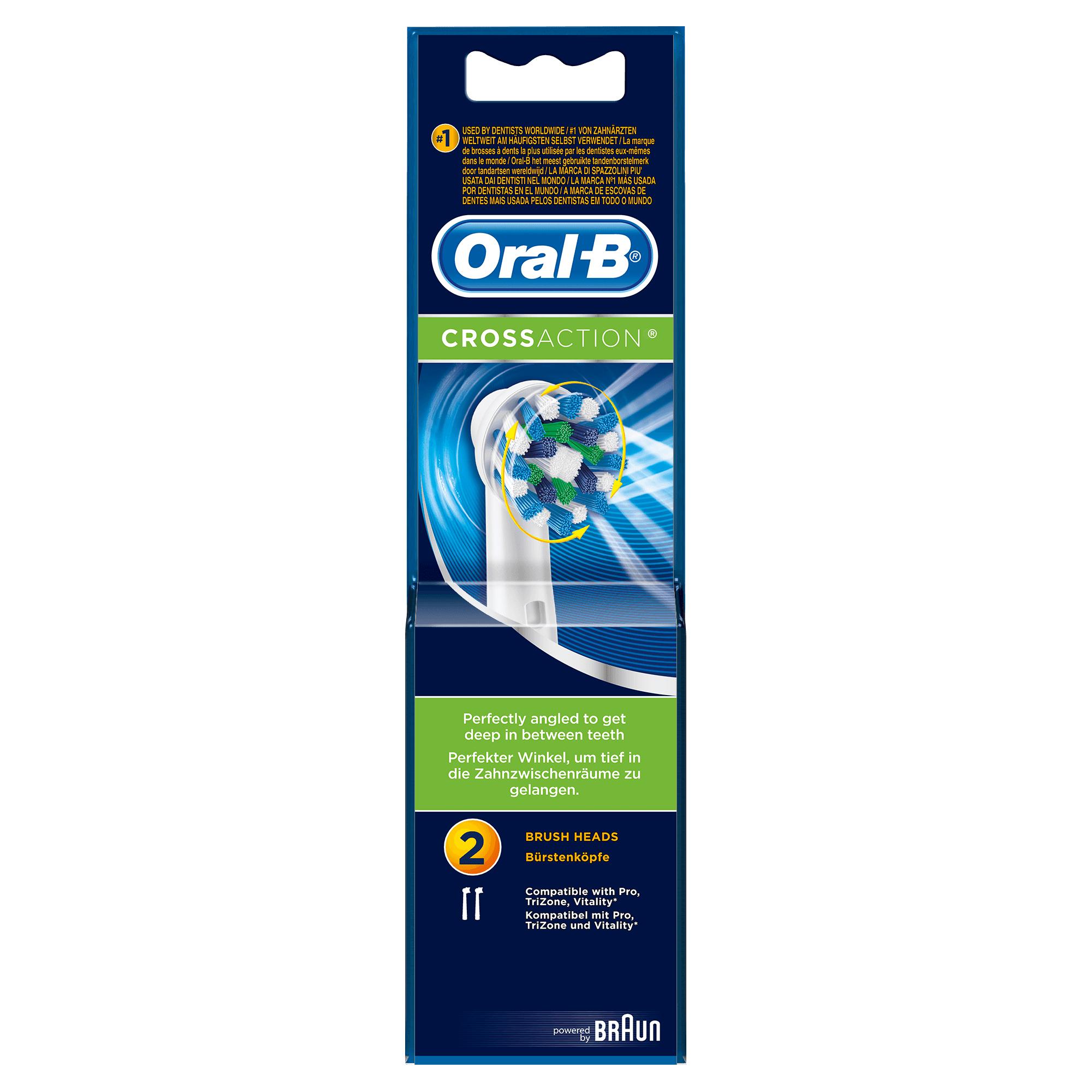 Dantų šepetėlis Oral-B CrossAction 80248026 dantų šepetėlio galvutė 2 vnt Mėlyna, Balta