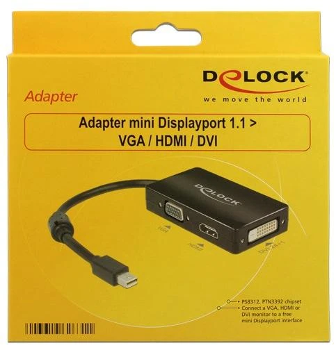 Delock minidisplayPort adapteris geltonoje dėžutėje