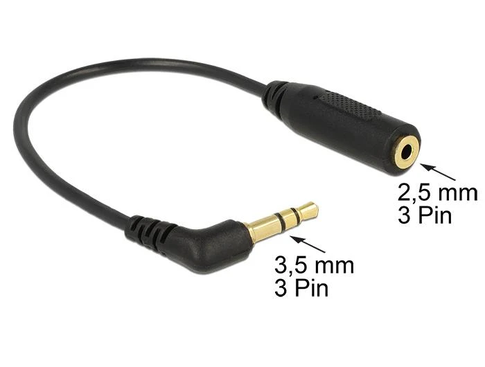 Audio adapterio laidas 3,5 mm į 2,5 mm kampine jungtimi