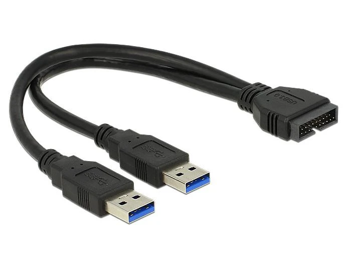 DELOCK kabelio USB 3.0 kaiščio antraštės kištukinis lizdas > 2 x USB 3.0 tipo A kištukas 25 cm