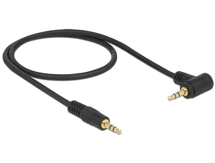 Juodas 3.5mm audio laidas su kampine jungtimi