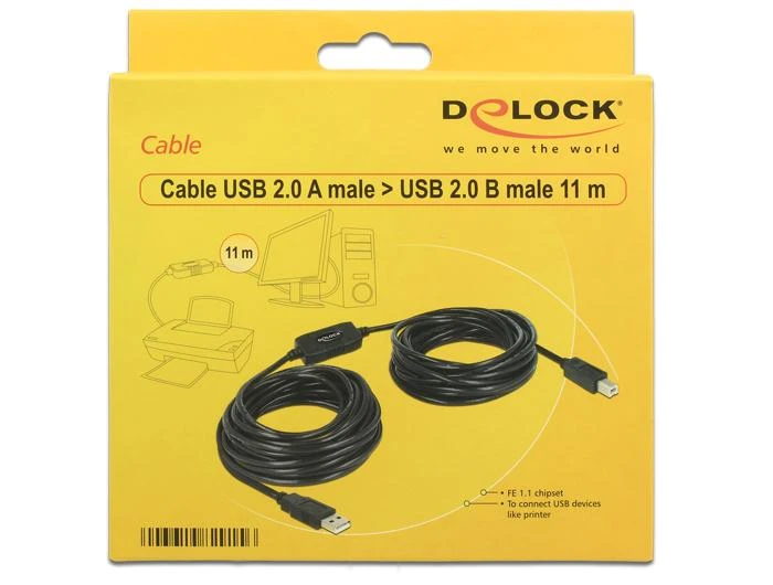 Delock Cable USB 2.0 A tipo kištukas > USB 2.0 B tipo kištukas 11 m
