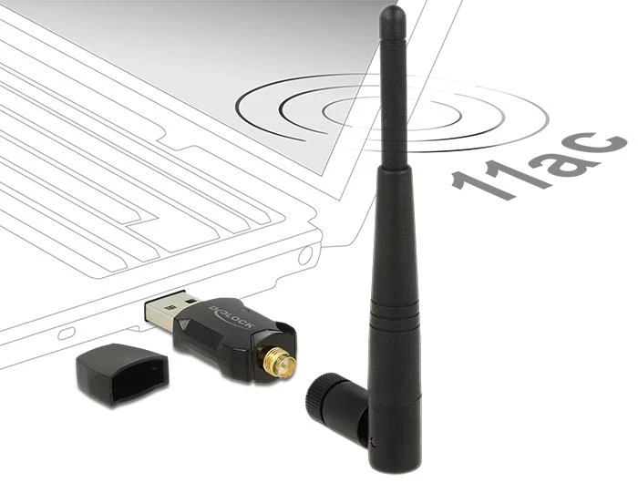 „Delock“ WLAN USB 2.0 atmintinė, dviejų dažnių juosta 2,4/5 GHz WLAN_AC 433