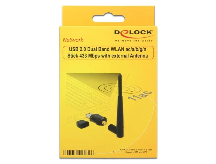 „Delock“ WLAN USB 2.0 atmintinė, dviejų dažnių juosta 2,4/5 GHz WLAN_AC 433
