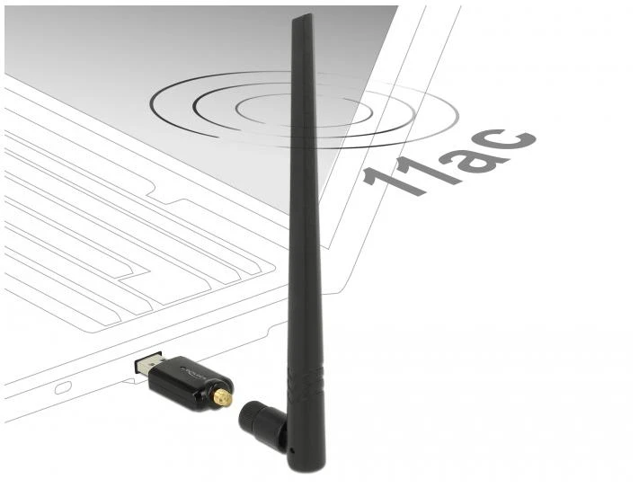 „Delock WLAN USB3.0 Stick“ dviejų juostų 2,4/5 GHz WLAN_AC 867+300 išorinė antena