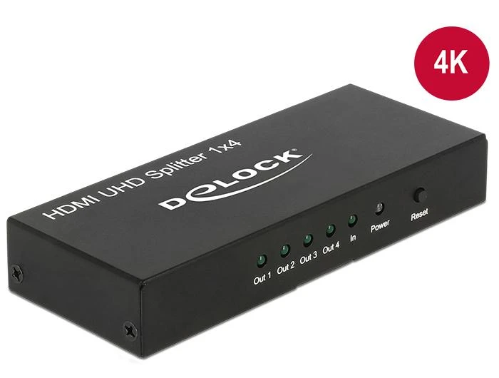 Delock HDMI 1x4 skirstytuvas su šviesos indikatoriais