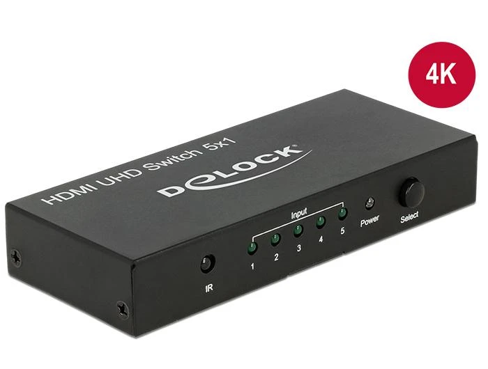 Delock 5x1 HDMI komutatorius su valdymo mygtuku