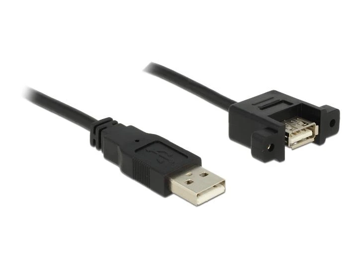 Delock Cable USB 2.0 A tipo kištukas > USB 2.0 A tipo lizdas, skirtas montuoti 1 m